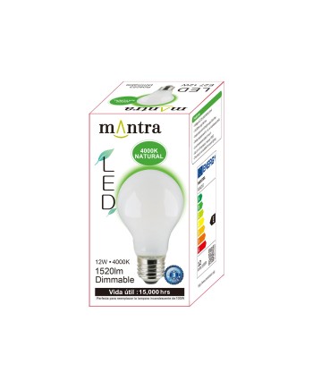 BOMBILLA LED * E27 OPAL ESTÁNDAR – DIM - 12W – 4000K